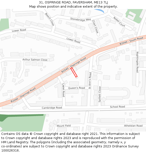 31, OSPRINGE ROAD, FAVERSHAM, ME13 7LJ: Location map and indicative extent of plot