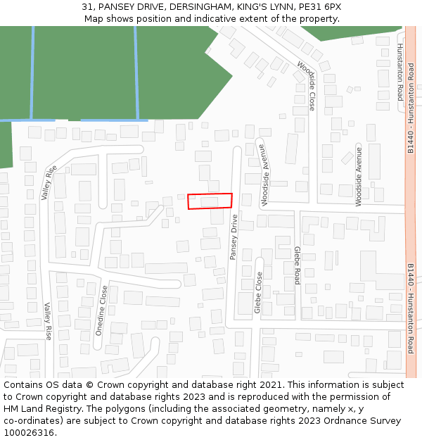 31, PANSEY DRIVE, DERSINGHAM, KING'S LYNN, PE31 6PX: Location map and indicative extent of plot
