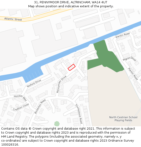 31, PENNYMOOR DRIVE, ALTRINCHAM, WA14 4UT: Location map and indicative extent of plot