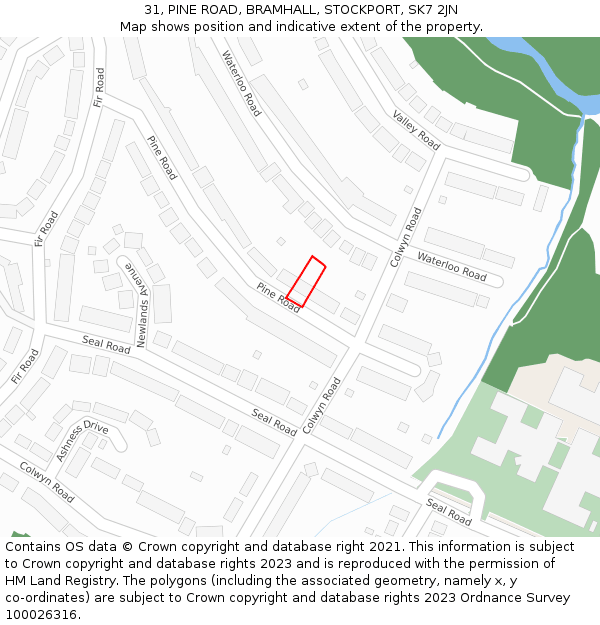 31, PINE ROAD, BRAMHALL, STOCKPORT, SK7 2JN: Location map and indicative extent of plot