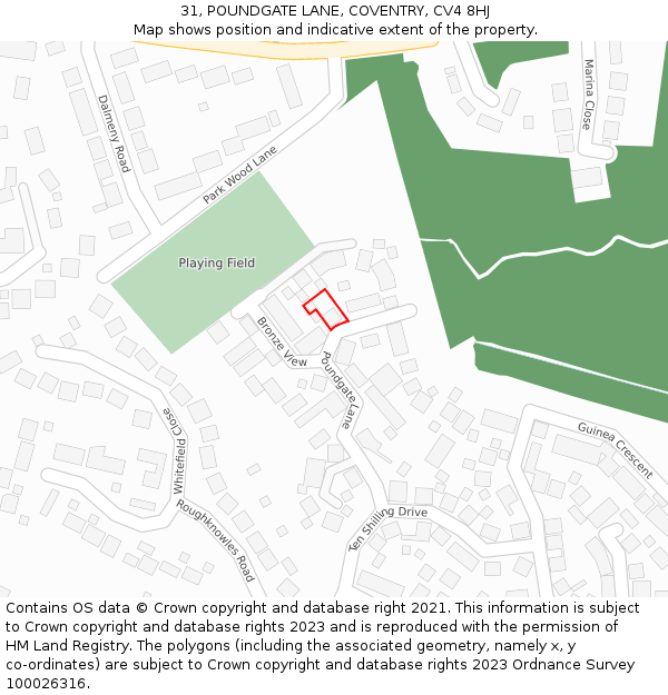 31, POUNDGATE LANE, COVENTRY, CV4 8HJ: Location map and indicative extent of plot