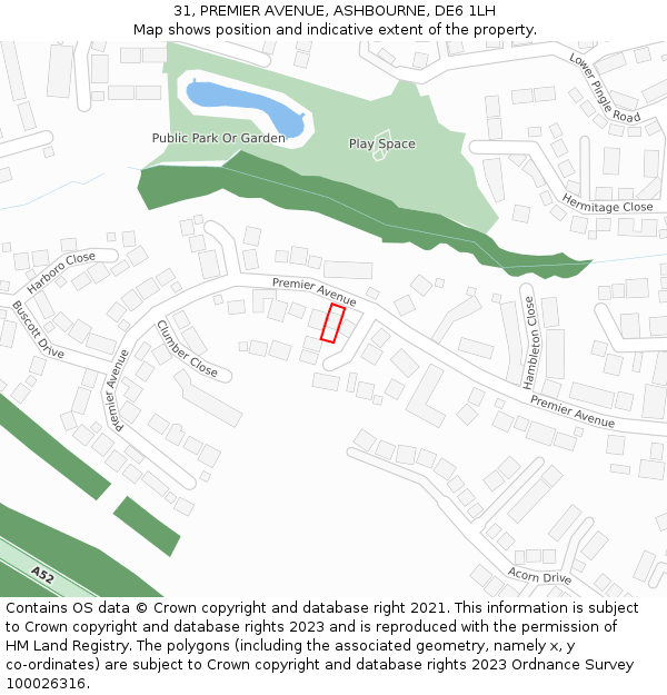 31, PREMIER AVENUE, ASHBOURNE, DE6 1LH: Location map and indicative extent of plot