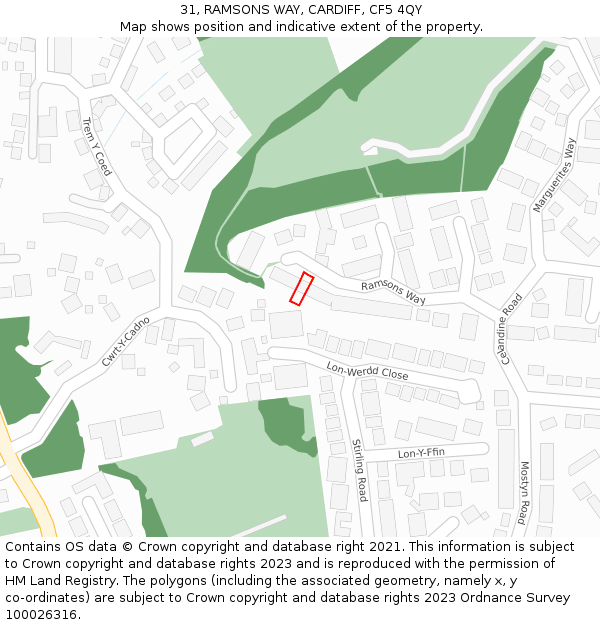 31, RAMSONS WAY, CARDIFF, CF5 4QY: Location map and indicative extent of plot