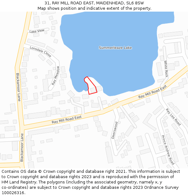 31, RAY MILL ROAD EAST, MAIDENHEAD, SL6 8SW: Location map and indicative extent of plot