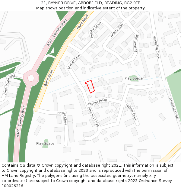 31, RAYNER DRIVE, ARBORFIELD, READING, RG2 9FB: Location map and indicative extent of plot