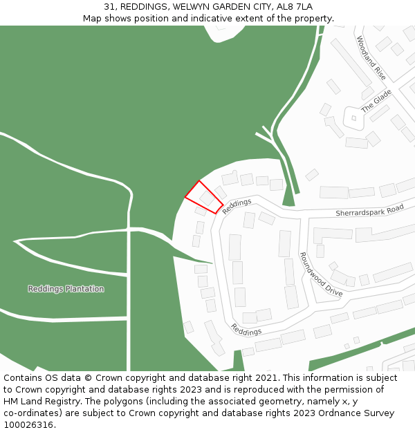 31, REDDINGS, WELWYN GARDEN CITY, AL8 7LA: Location map and indicative extent of plot