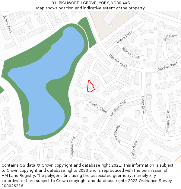 31, RISHWORTH GROVE, YORK, YO30 4XS: Location map and indicative extent of plot