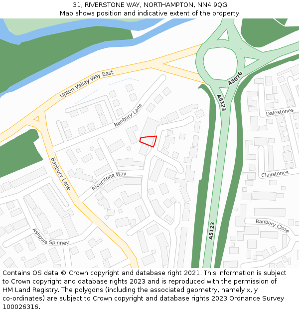 31, RIVERSTONE WAY, NORTHAMPTON, NN4 9QG: Location map and indicative extent of plot