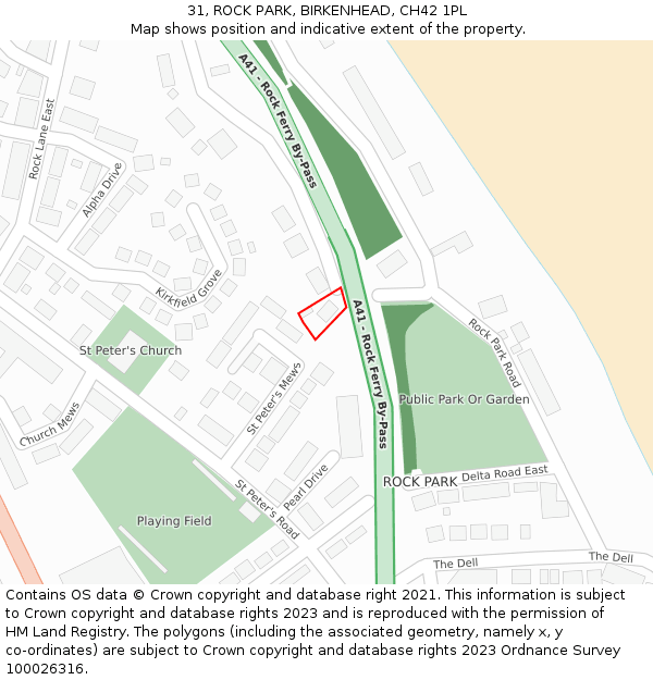 31, ROCK PARK, BIRKENHEAD, CH42 1PL: Location map and indicative extent of plot