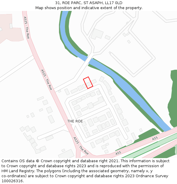 31, ROE PARC, ST ASAPH, LL17 0LD: Location map and indicative extent of plot