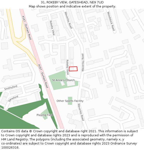 31, ROKEBY VIEW, GATESHEAD, NE9 7UD: Location map and indicative extent of plot