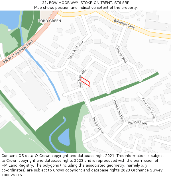 31, ROW MOOR WAY, STOKE-ON-TRENT, ST6 8BP: Location map and indicative extent of plot