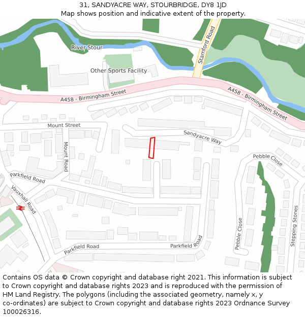 31, SANDYACRE WAY, STOURBRIDGE, DY8 1JD: Location map and indicative extent of plot