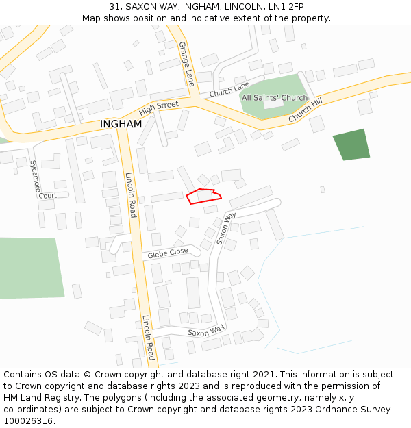31, SAXON WAY, INGHAM, LINCOLN, LN1 2FP: Location map and indicative extent of plot