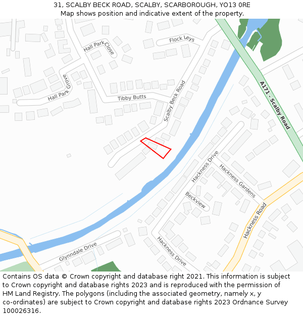 31, SCALBY BECK ROAD, SCALBY, SCARBOROUGH, YO13 0RE: Location map and indicative extent of plot
