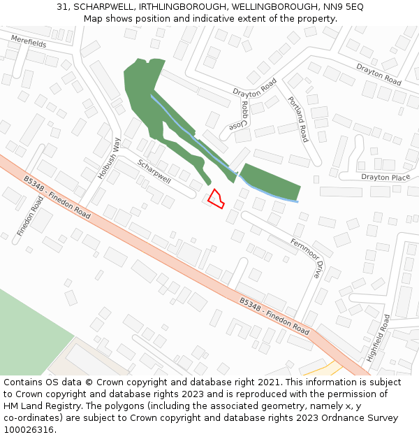 31, SCHARPWELL, IRTHLINGBOROUGH, WELLINGBOROUGH, NN9 5EQ: Location map and indicative extent of plot