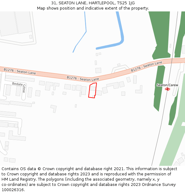 31, SEATON LANE, HARTLEPOOL, TS25 1JG: Location map and indicative extent of plot