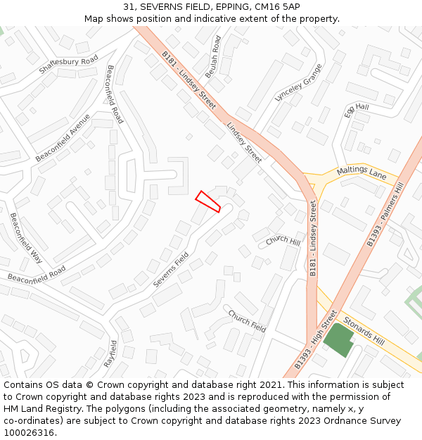 31, SEVERNS FIELD, EPPING, CM16 5AP: Location map and indicative extent of plot