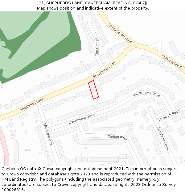31, SHEPHERDS LANE, CAVERSHAM, READING, RG4 7JJ: Location map and indicative extent of plot