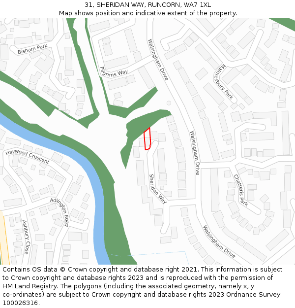 31, SHERIDAN WAY, RUNCORN, WA7 1XL: Location map and indicative extent of plot