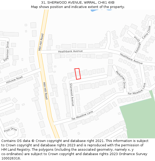 31, SHERWOOD AVENUE, WIRRAL, CH61 4XB: Location map and indicative extent of plot