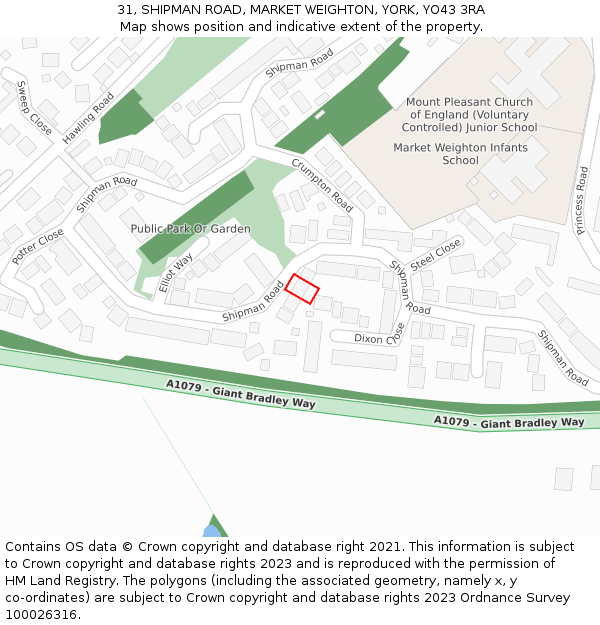 31, SHIPMAN ROAD, MARKET WEIGHTON, YORK, YO43 3RA: Location map and indicative extent of plot