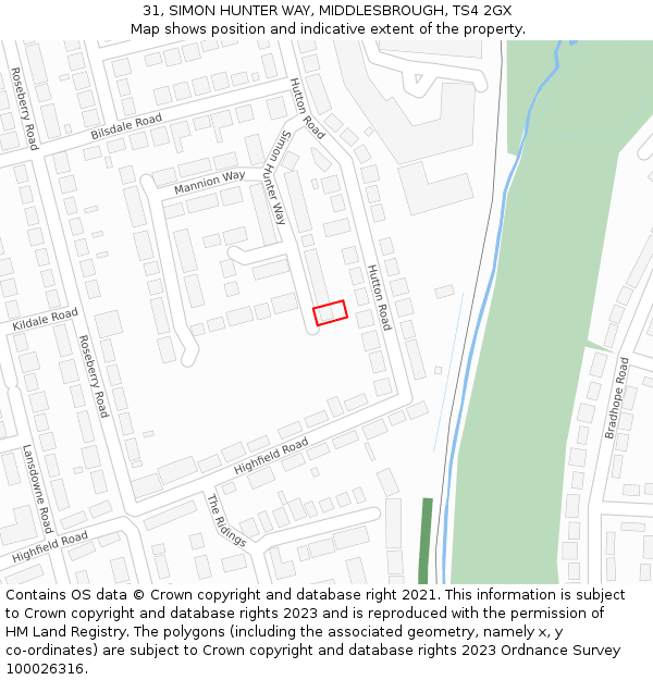 31, SIMON HUNTER WAY, MIDDLESBROUGH, TS4 2GX: Location map and indicative extent of plot