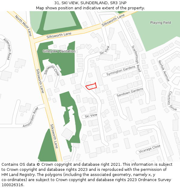 31, SKI VIEW, SUNDERLAND, SR3 1NP: Location map and indicative extent of plot