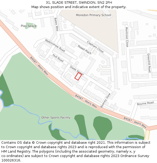 31, SLADE STREET, SWINDON, SN2 2FH: Location map and indicative extent of plot