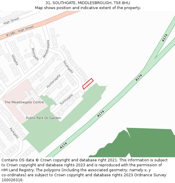 31, SOUTHGATE, MIDDLESBROUGH, TS6 8HU: Location map and indicative extent of plot