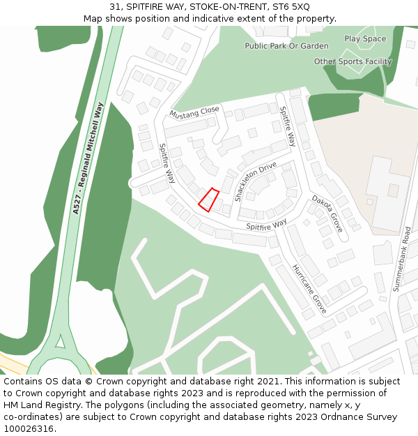 31, SPITFIRE WAY, STOKE-ON-TRENT, ST6 5XQ: Location map and indicative extent of plot