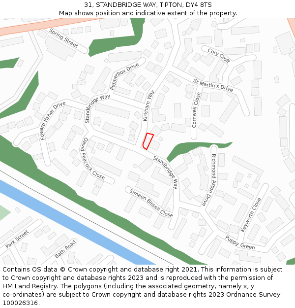 31, STANDBRIDGE WAY, TIPTON, DY4 8TS: Location map and indicative extent of plot