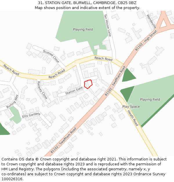 31, STATION GATE, BURWELL, CAMBRIDGE, CB25 0BZ: Location map and indicative extent of plot