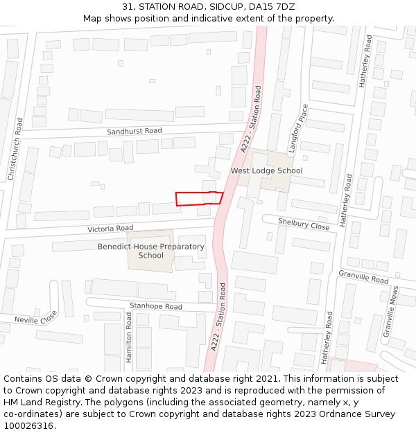 31, STATION ROAD, SIDCUP, DA15 7DZ: Location map and indicative extent of plot