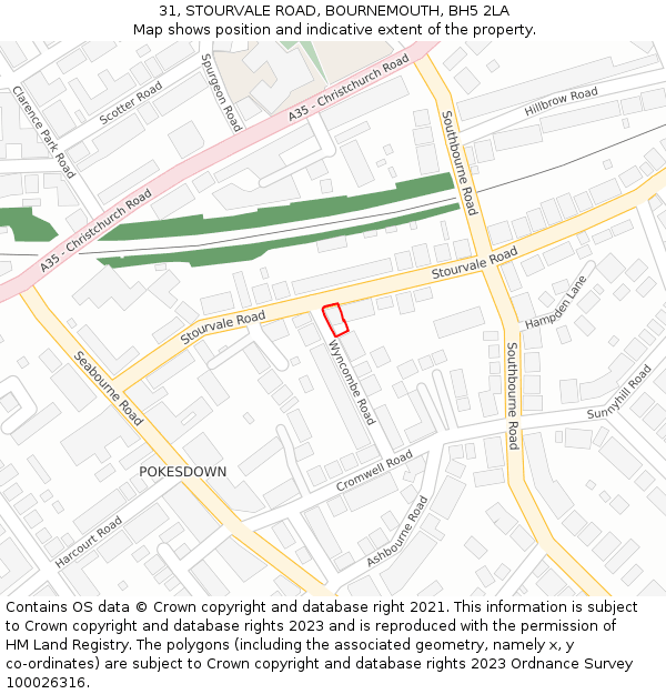 31, STOURVALE ROAD, BOURNEMOUTH, BH5 2LA: Location map and indicative extent of plot