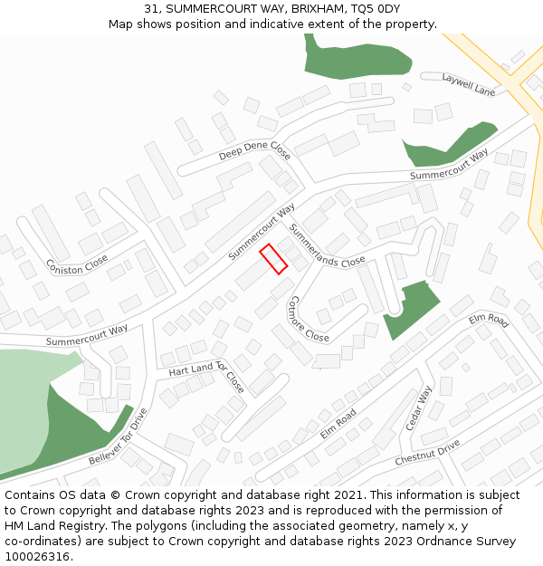 31, SUMMERCOURT WAY, BRIXHAM, TQ5 0DY: Location map and indicative extent of plot