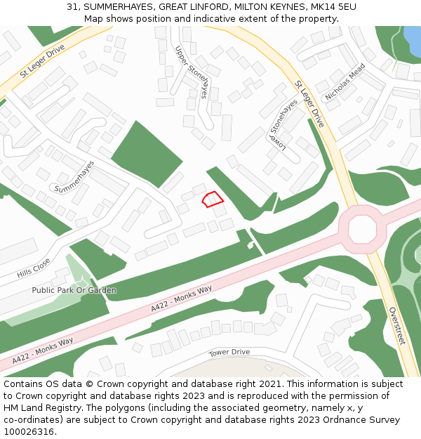 31, SUMMERHAYES, GREAT LINFORD, MILTON KEYNES, MK14 5EU: Location map and indicative extent of plot