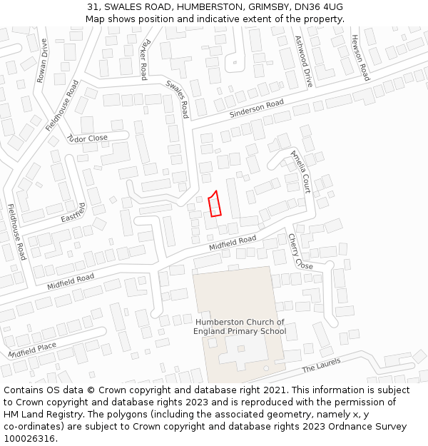 31, SWALES ROAD, HUMBERSTON, GRIMSBY, DN36 4UG: Location map and indicative extent of plot