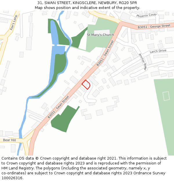 31, SWAN STREET, KINGSCLERE, NEWBURY, RG20 5PR: Location map and indicative extent of plot