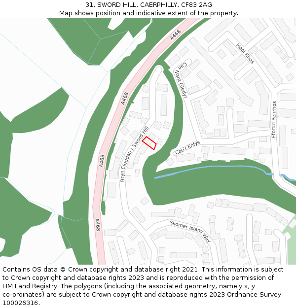 31, SWORD HILL, CAERPHILLY, CF83 2AG: Location map and indicative extent of plot