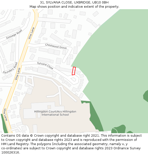 31, SYLVANA CLOSE, UXBRIDGE, UB10 0BH: Location map and indicative extent of plot