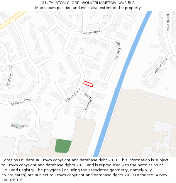 31, TALATON CLOSE, WOLVERHAMPTON, WV9 5LR: Location map and indicative extent of plot