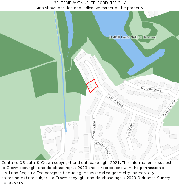 31, TEME AVENUE, TELFORD, TF1 3HY: Location map and indicative extent of plot