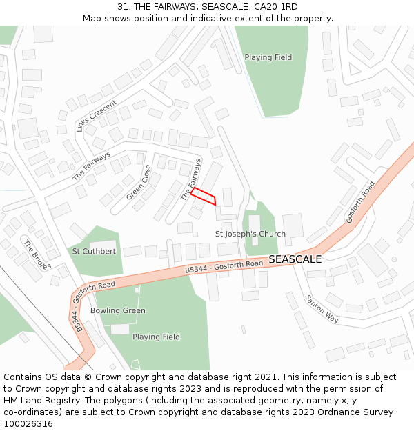 31, THE FAIRWAYS, SEASCALE, CA20 1RD: Location map and indicative extent of plot