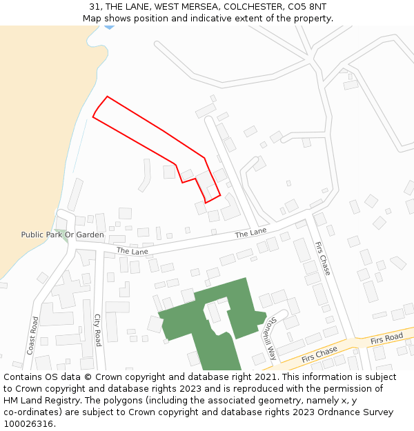 31, THE LANE, WEST MERSEA, COLCHESTER, CO5 8NT: Location map and indicative extent of plot