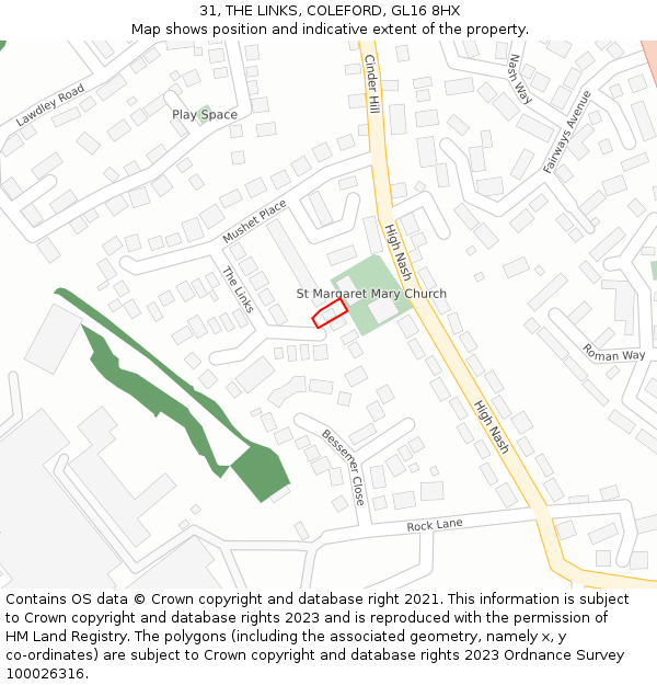 31, THE LINKS, COLEFORD, GL16 8HX: Location map and indicative extent of plot