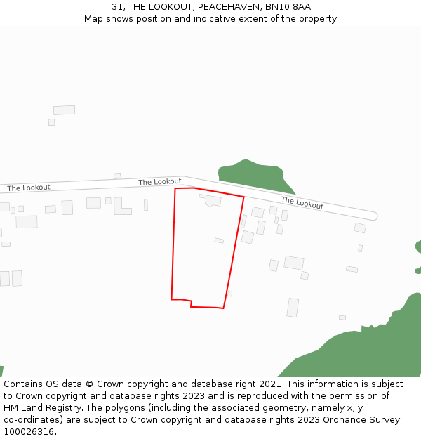 31, THE LOOKOUT, PEACEHAVEN, BN10 8AA: Location map and indicative extent of plot