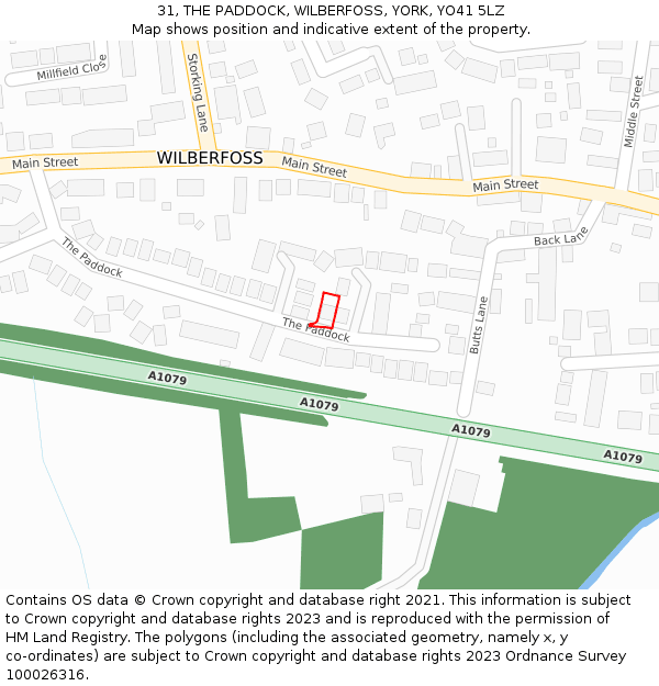 31, THE PADDOCK, WILBERFOSS, YORK, YO41 5LZ: Location map and indicative extent of plot