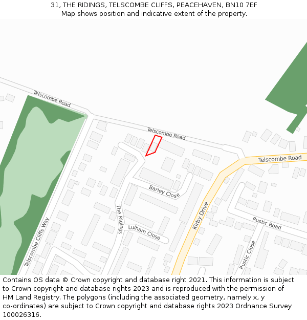 31, THE RIDINGS, TELSCOMBE CLIFFS, PEACEHAVEN, BN10 7EF: Location map and indicative extent of plot