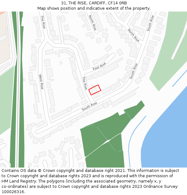 31, THE RISE, CARDIFF, CF14 0RB: Location map and indicative extent of plot